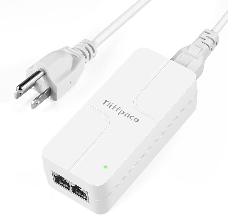 Tliffpaco PoE+ Injector 2.5Gb, Converts Non-PoE to PoE, 100/1000/2500Mbps and 802.3at/af Compliant, Plug & Play, Up to 100m(328 ft), 52V 30W PoE Adapter for IP Camera/IP Phone/Access Control System - Image 1